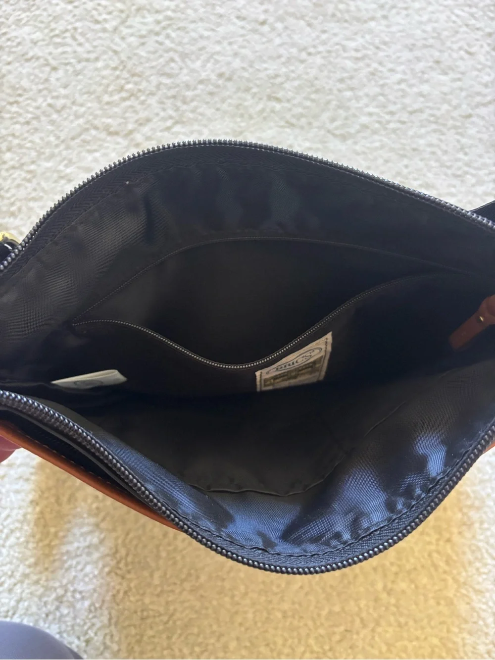 Bric's Italian Black Crossbody Bag with Tuscan leather Trim and adjustable strap